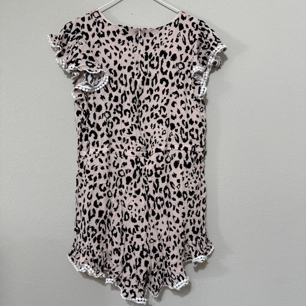 Savanna Jane Cheetah Embroidered Floral Romper Women's Large Bohemian Western - Picture 2 of 4